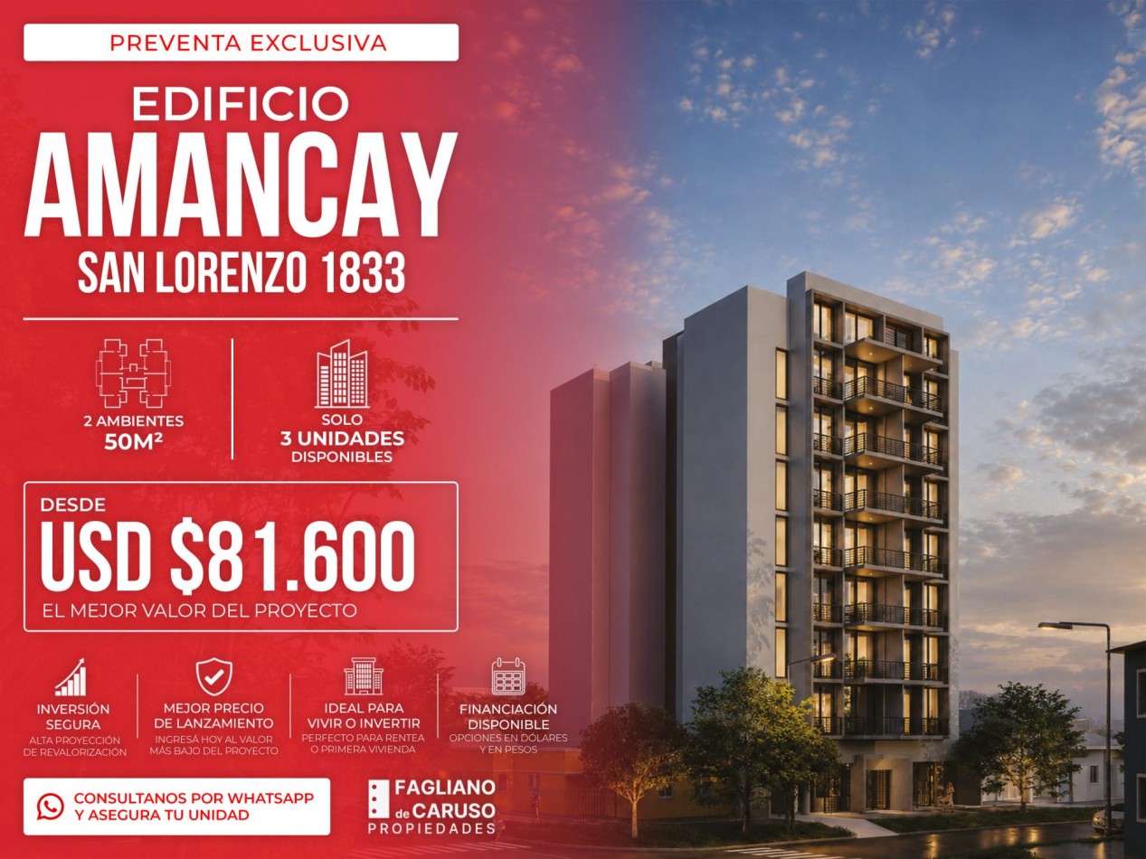 Preventa Exclusiva | Edificio Amancay | San Lorenzo 1833 | San Miguel, Buenos Aires